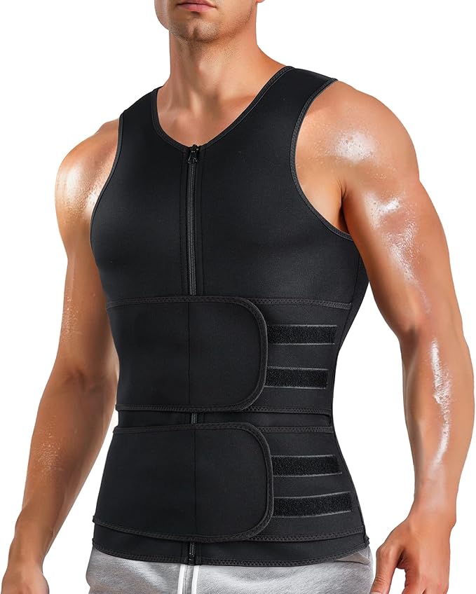 Gilet noir à double ceinture pour homme