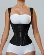 Gaine Gilet Sablier Post-Opératoire Noir Avec Double Compression Et Effet Taille De Guêpe