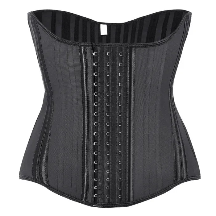 Gaine En Latex Noir À 14 Baleines Pour Femme Effet Sablier