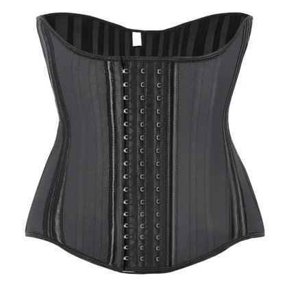 Gaine En Latex Noir À 14 Baleines Pour Femme Effet Sablier