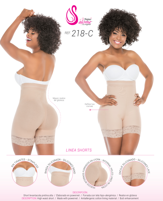 Gaine Short Remonte Fesse Salome Avec Effet Push Up BBL Coutures Invisibles