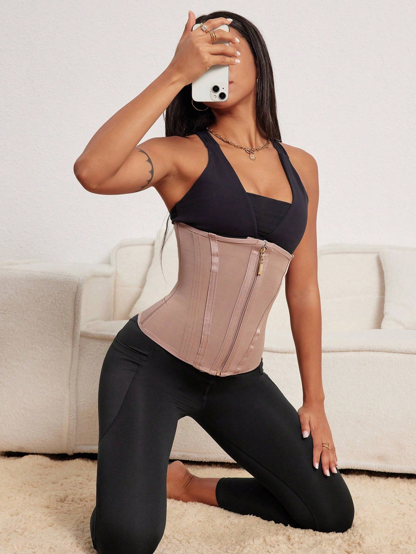 Gaine Post-Opératoire Effet Sablier Pour Femme Couleur Cacao