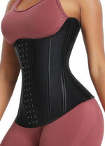 Gaine En Latex Noir À 14 Baleines Pour Femme Effet Sablier