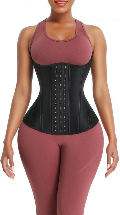 Gaine En Latex Noir À 14 Baleines Pour Femme Effet Sablier