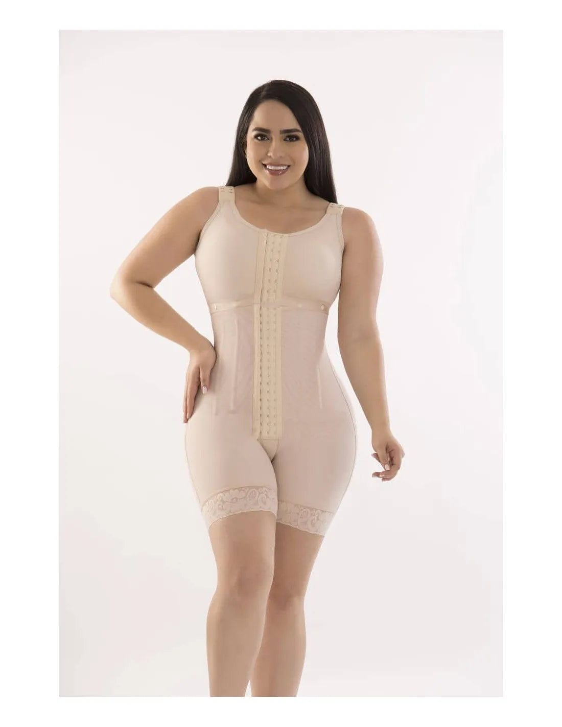 Gaine combinaison sable avec soutien-gorge, sans manches, fermeture frontale et dentelle