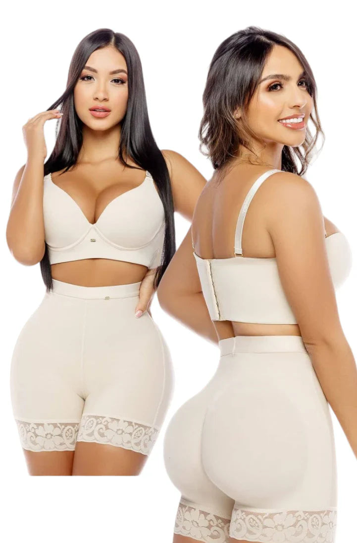 Gaine BBL Remonte Fesse avec coutures invisibles, ensemble beige shapewear femme