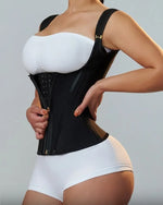 Gaine Gilet Sablier Post-Opératoire Noir Avec Double Compression Et Effet Taille De Guêpe